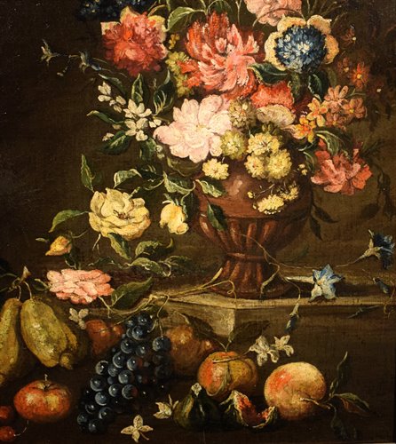 "Natura morta con vaso di fiori e Frutta"